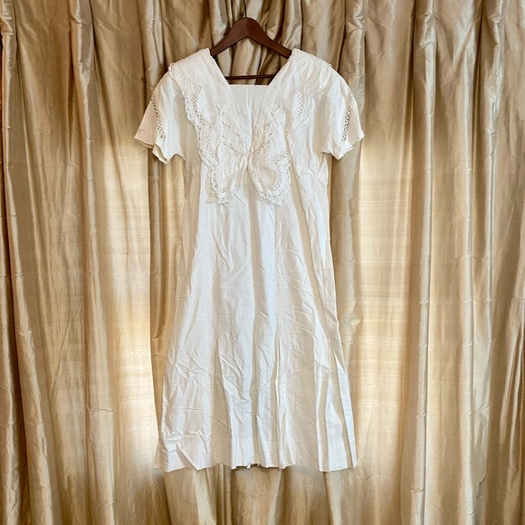 Vintage Linen Wedding Dress - Picture 2 of 11